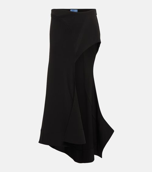 Asymmetric jersey midi skirt