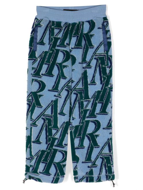 Logo-print fleece-texture track pants - Blue