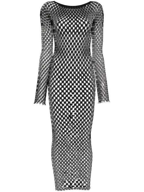 Mesh-design dress - Black
