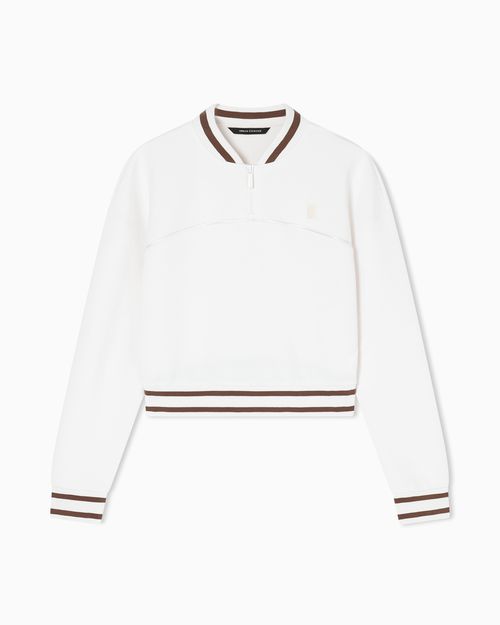 Cropped sweatshirt with zip and contrasting profiles