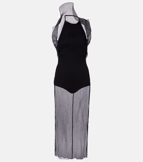 Sheer silk organza midi dress