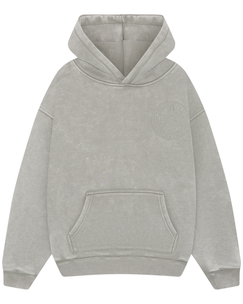 Magiri Embroidered Acid Wash Hoodie in Washed Oatmeal - Washed Oatmea