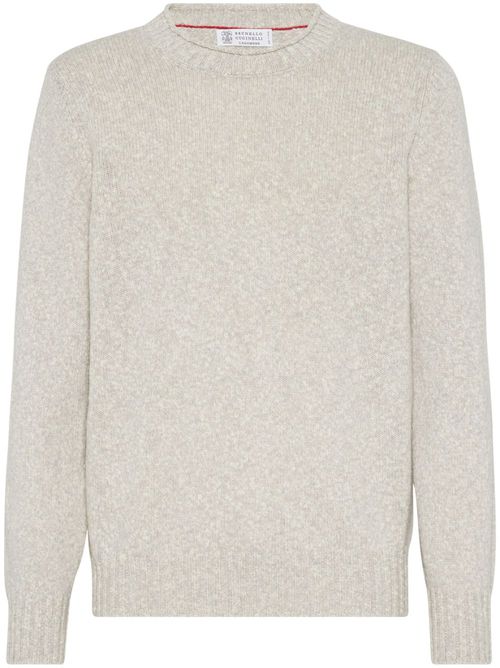Crew-neck mélange jumper - WHITE
