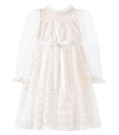Lace-trimmed tulle dress