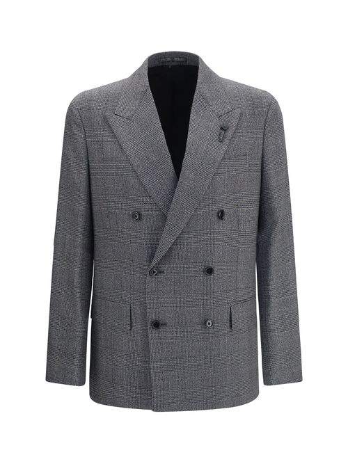 Double-Breasted Wool Blazer — Gray