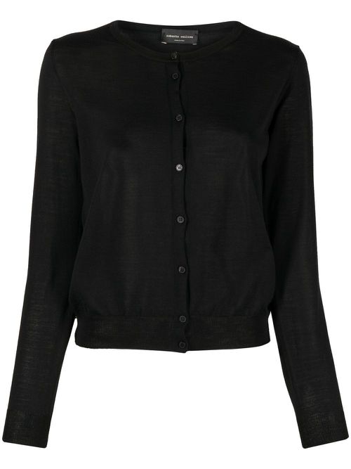 Wool-knit cardigan - Black
