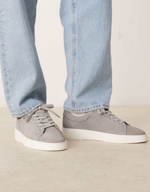Made In Portugal lace up trainers in grey suede
