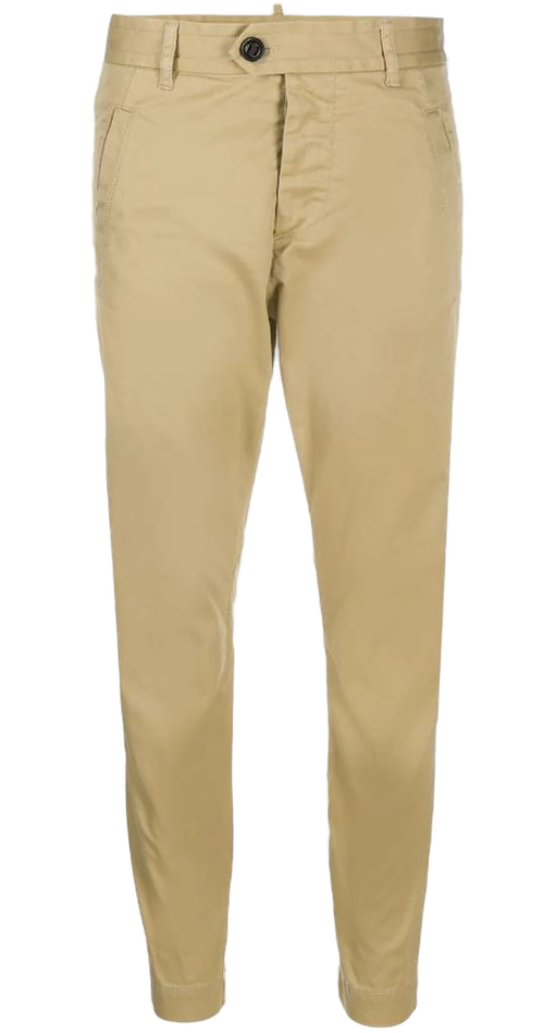 Cropped Cotton-Blend Chino Trousers — Beige