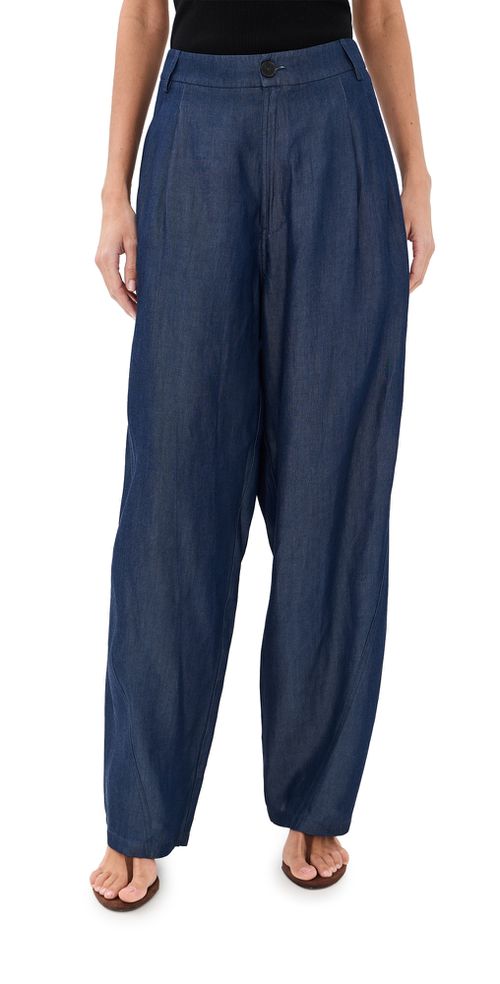 Phebe Chambray Wide Leg Pants Blue Denim
