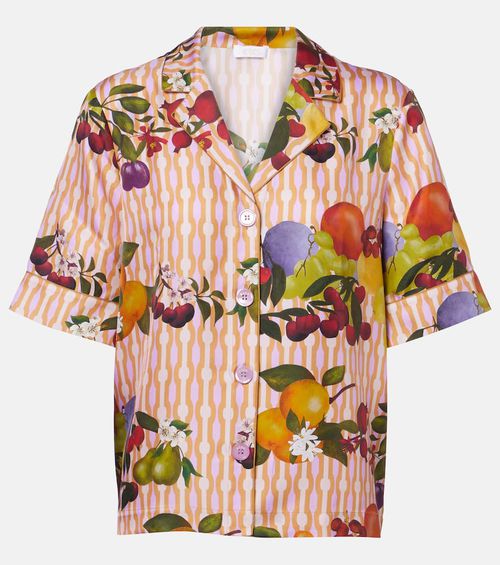 Cherry printed silk twill shirt
