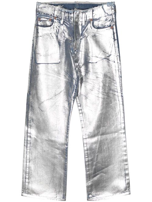 Silver foil-coated jeans