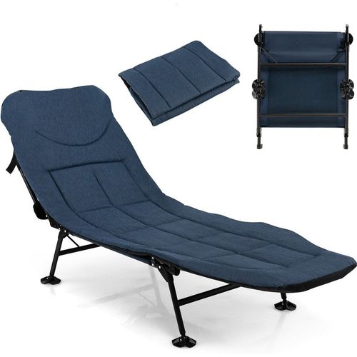 Folding Camping Cot W/ Detachable Mattress & 6-Position Adjustable Backrest