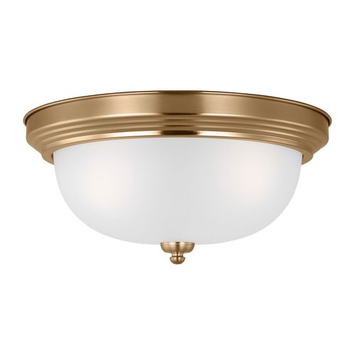 Satin Brass Three Light Flush Mount from the Geary Collection