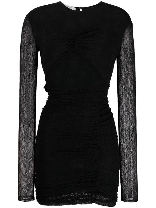 Chantilly-lace ruched minidress - Black