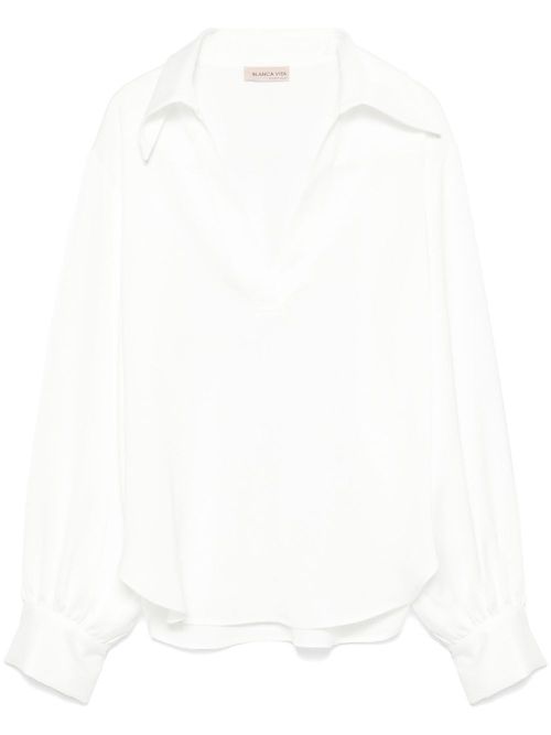 Seersucker-texture blouse - White
