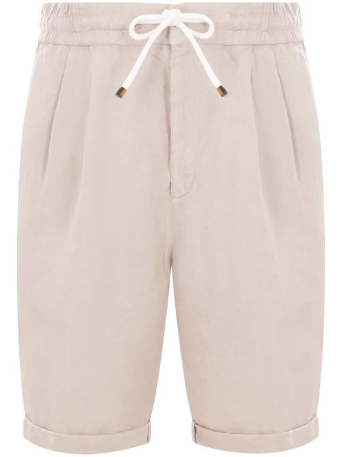 Linen Track Shorts — Beige