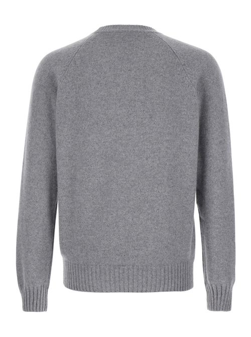 Grey Grey Crewneck Sweater in Wool and Cashmere Blend Man