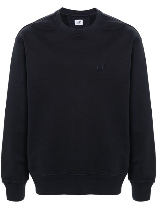 Logo-embroidered cotton sweatshirt - Blue
