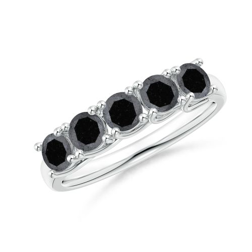 Angara 1.65 Carats Half Eternity Five Stone Enhanced Black Diamond Wedding Ring in Platinum
