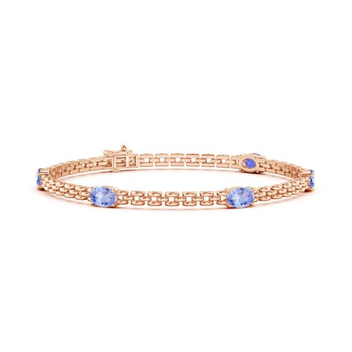 Angara 2.5 Carats Five Stone Oval Tanzanite Station Link Bracelet in 14K Rose Gold
