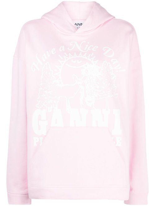 Logo-print organic cotton hoodie - Pink