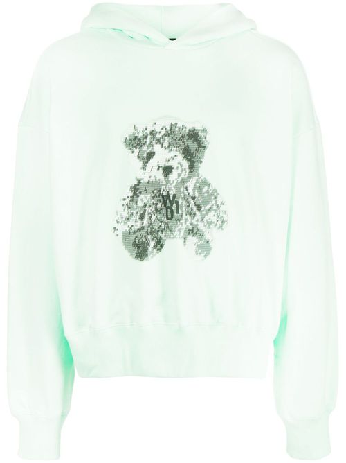Logo-patch cotton hoodie - Green