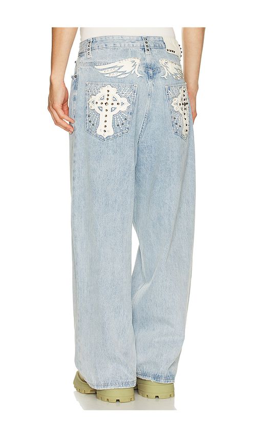 Jaded London Applique Cross XL Colossus Jeans in Blue. 36. Also , 30