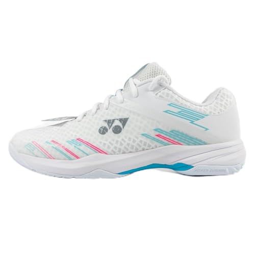 YONEX Power Cushion Cascade Accel Wide | Men's Badminton Shoes | White/Sky Blue | High Comfort and Stability (US Footwear