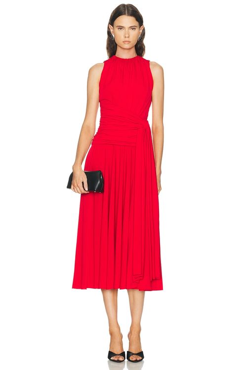 Brandon Maxwell Isadora Draped Jersey Dress in Red - Red. 0 also in