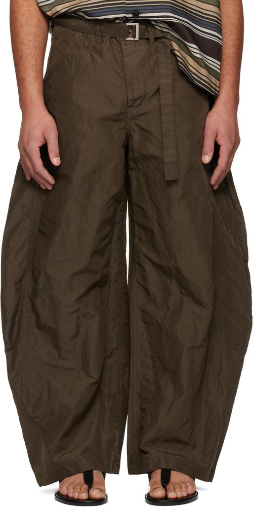 Khaki Treated Nylon Twill Trousers