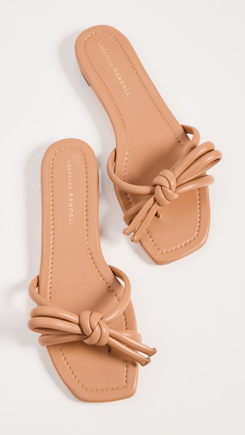 Hadley Leather Bow Flat Sandals