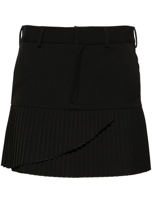Pleated twill miniskirt - Black