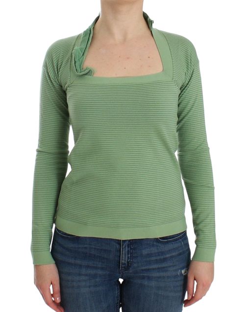 Wool Blend Striped Sweater — Green