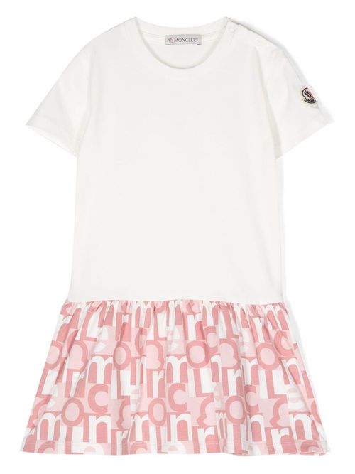 Monogram-print T-shirt dress - White