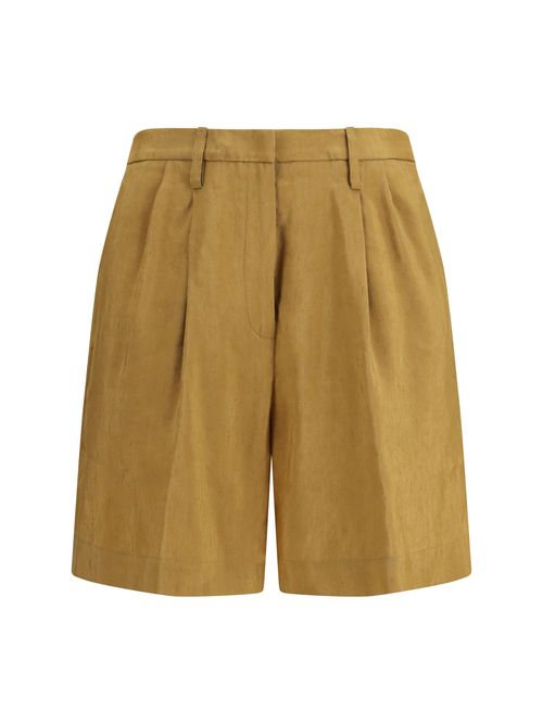 Slubbed Linen and Viscose Bermuda Shorts — Gold