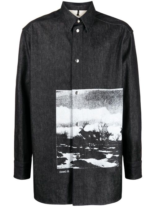 Graphic-print cotton shirt - Black