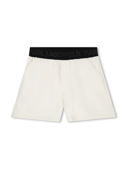 Logo-waistband embellished shorts - White