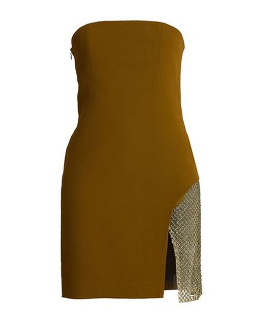 Woman Mini dress Khaki Size 6 Acetate, Viscose, Polyamide