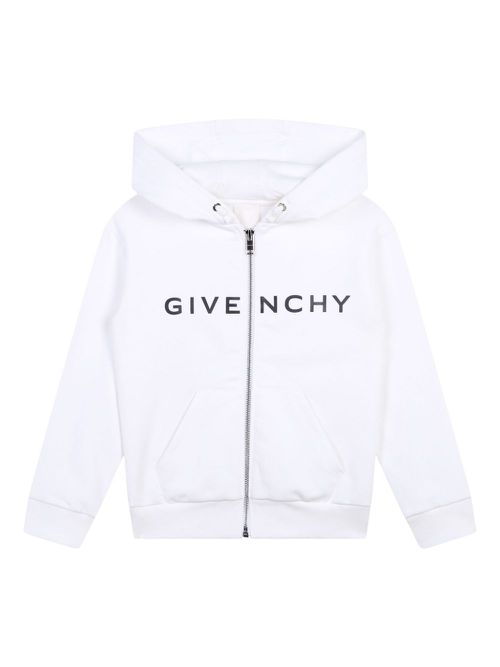 Logo-print zip-up hoodie - White