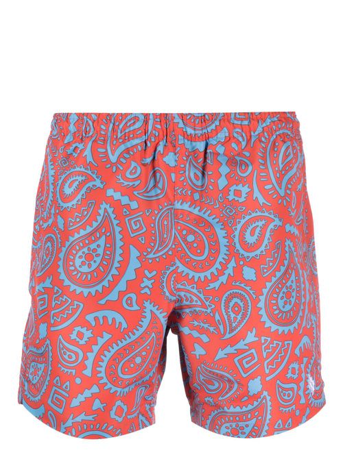 Paisley-print swim shorts - Red