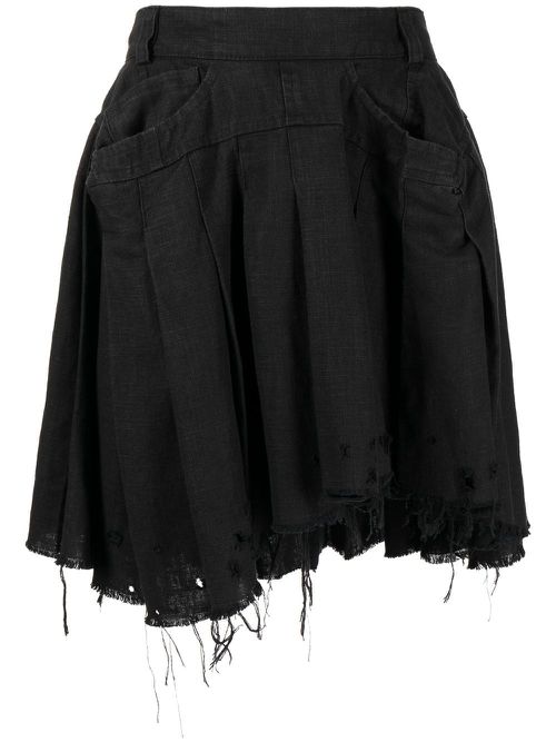 Distressed-effect mini skirt - Black
