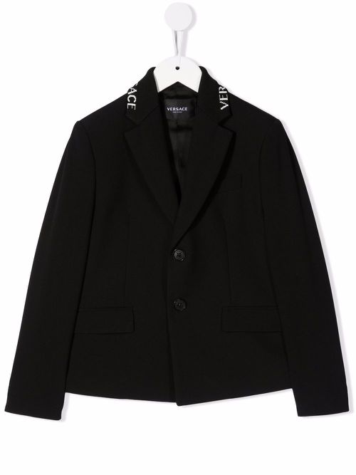 Intarsia collar logo blazer - Black