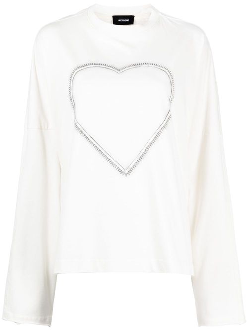 Heart-print cotton jumper - White