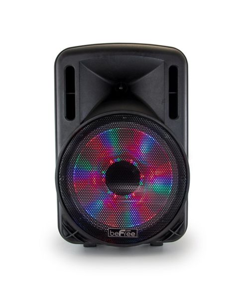 Be Free Sound 12 Inch 2500 Watt Bluetooth Portable Party Pa Speaker With Illuminating Lights and Usb/Micro Sd/Aux-in/Fm Radio/DV12V Inputs - Black