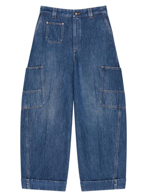 Women's Cotton Ankle-Length Waist-Loop Trousers with Cocooning Seams