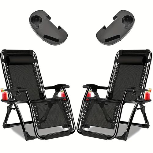 TEMU [upgrated 2pcs 0 Gravity Recliners Adjustable] Set Relaxing Recliners Patio Chairs Adjustable Steel Mesh 0 Gravity Reclining Garden Sun