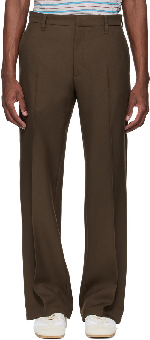 Brown Tailored Bootcut Trousers