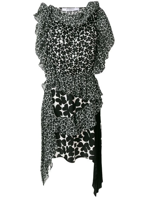 Asymmetric patterned dress - Black