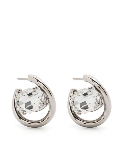 Twisted-hoop crystal earrings - Silver