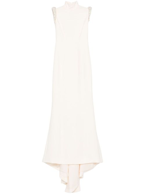 Crystal-embellished crepe dress - White